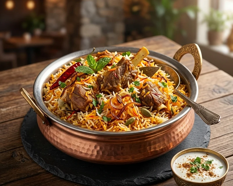 Lamb Biryani with basmati rice at HITCHKI Indian buffet on Cornerstone Boulevard NE, Calgary