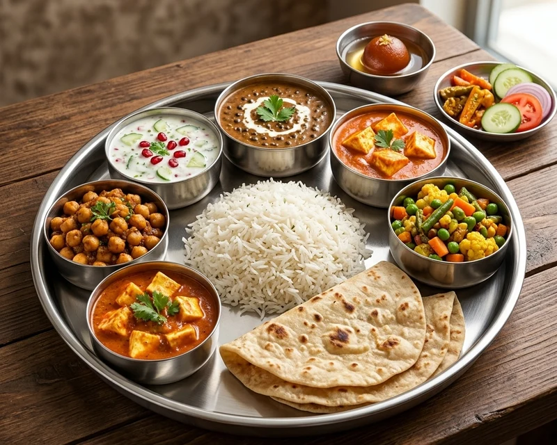 Veg Thali vegetarian Indian platter at HITCHKI The Grand Indian Buffet, Cornerstone, Calgary NE