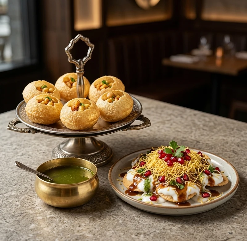 Pani puri and chaat station at HITCHKI The Grand Indian Buffet, Calgary